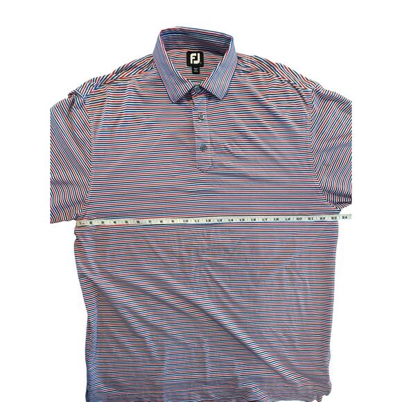FootJoy Mens Polo Shirt L Red Blue Stripe Keene Trace Golf FJ Logo Performance - Picture 9 of 10